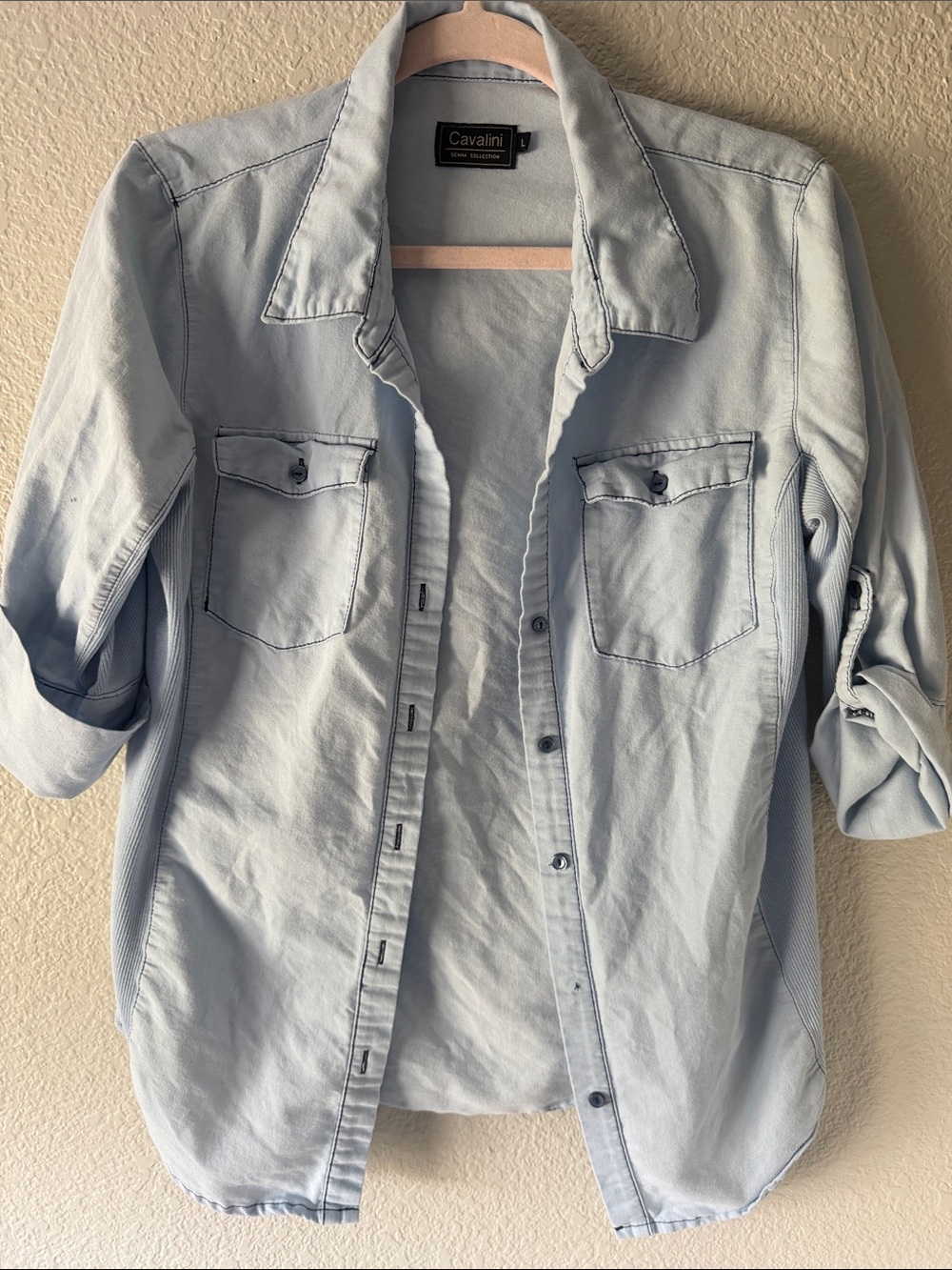 Cavalini Pale Blue Women's Denim Shirt Jacket